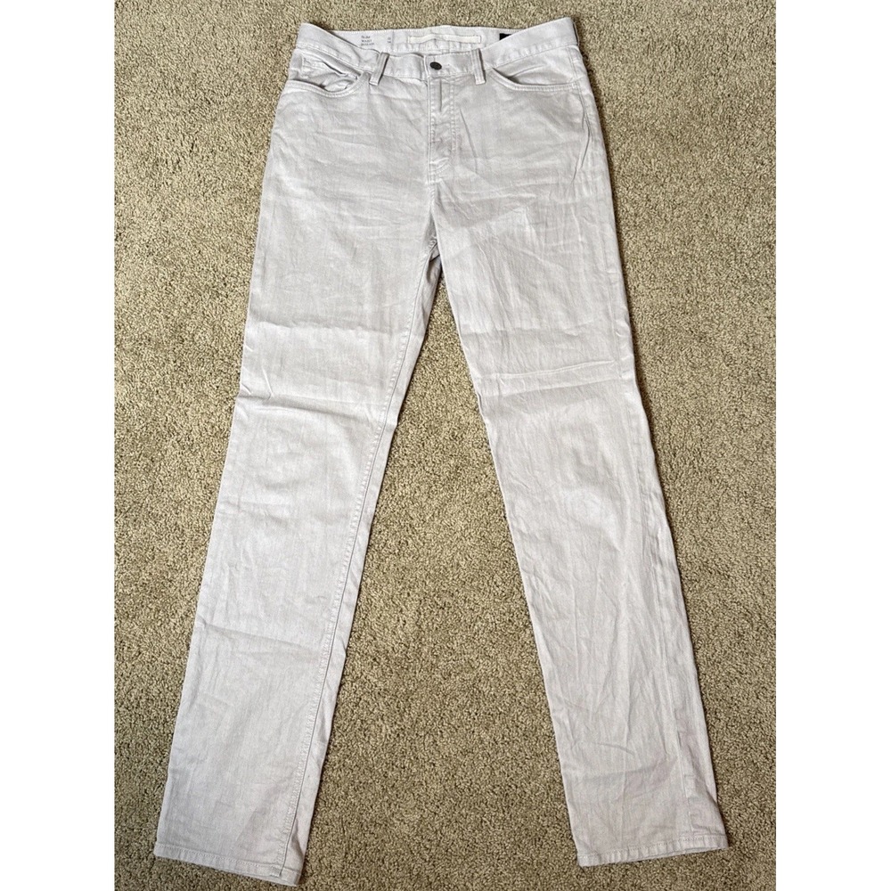 Banana Republic Men's Pants 32x33.5" Beige Slim Fit Linen-Blend Five Pocket